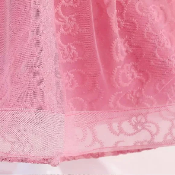 Luxury Pink Feather Lace Embroidered Dress 5046 - Picture 7 of 7